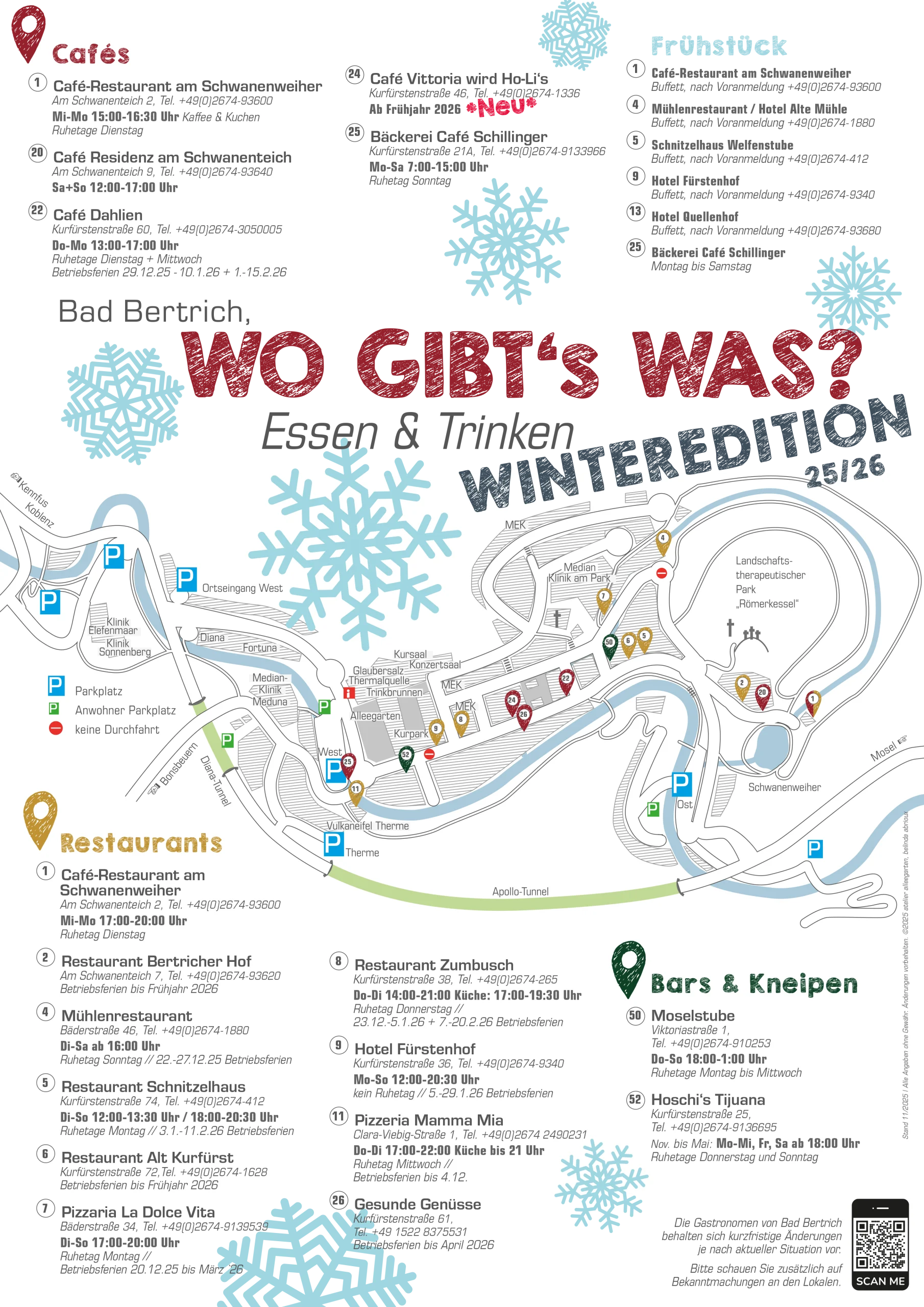 Infoplakat Öffnungszeiten Winter Bad Bertrich