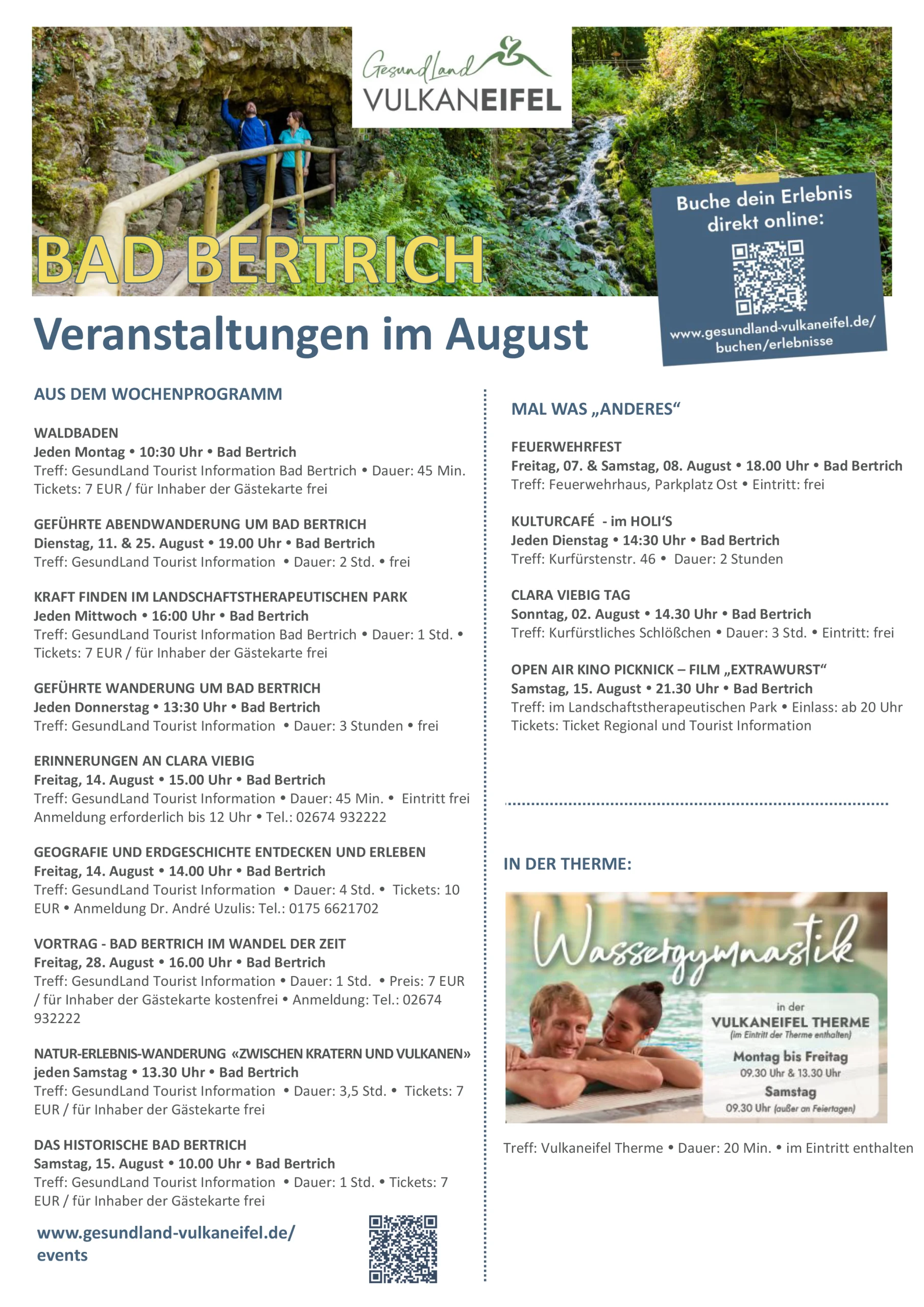 Veranstaltungsübersicht Liste als Bild Bad Bertrich August
